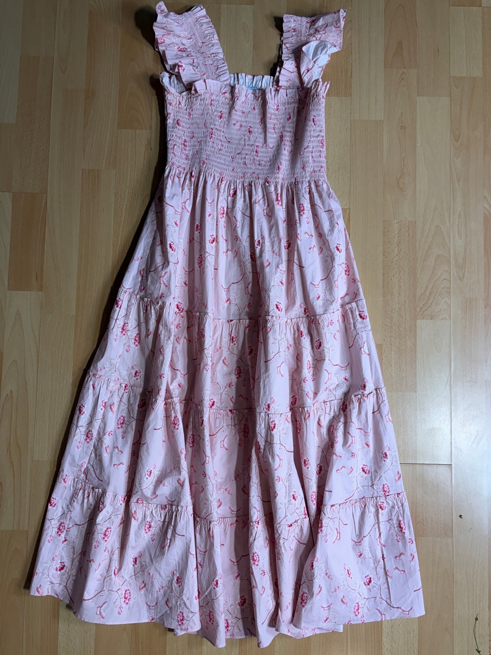 Hill House Nap Dress in Bridgerton Pink Floral Smocked Ruffle Tiered Small - Picture 5 of 11